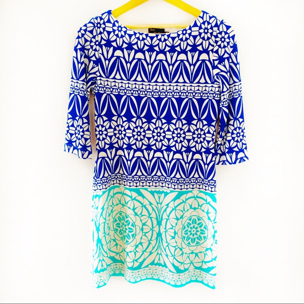 Just...Taylor Geometric Print 3/4 Sleeve Dress 6P